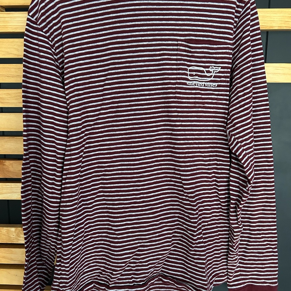 Vineyard Vines Boy’s Striped Maroon Shirt